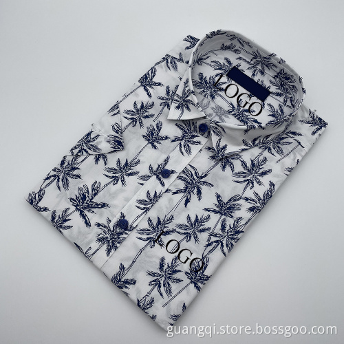 100%Viscosa print short sleeve men shirts